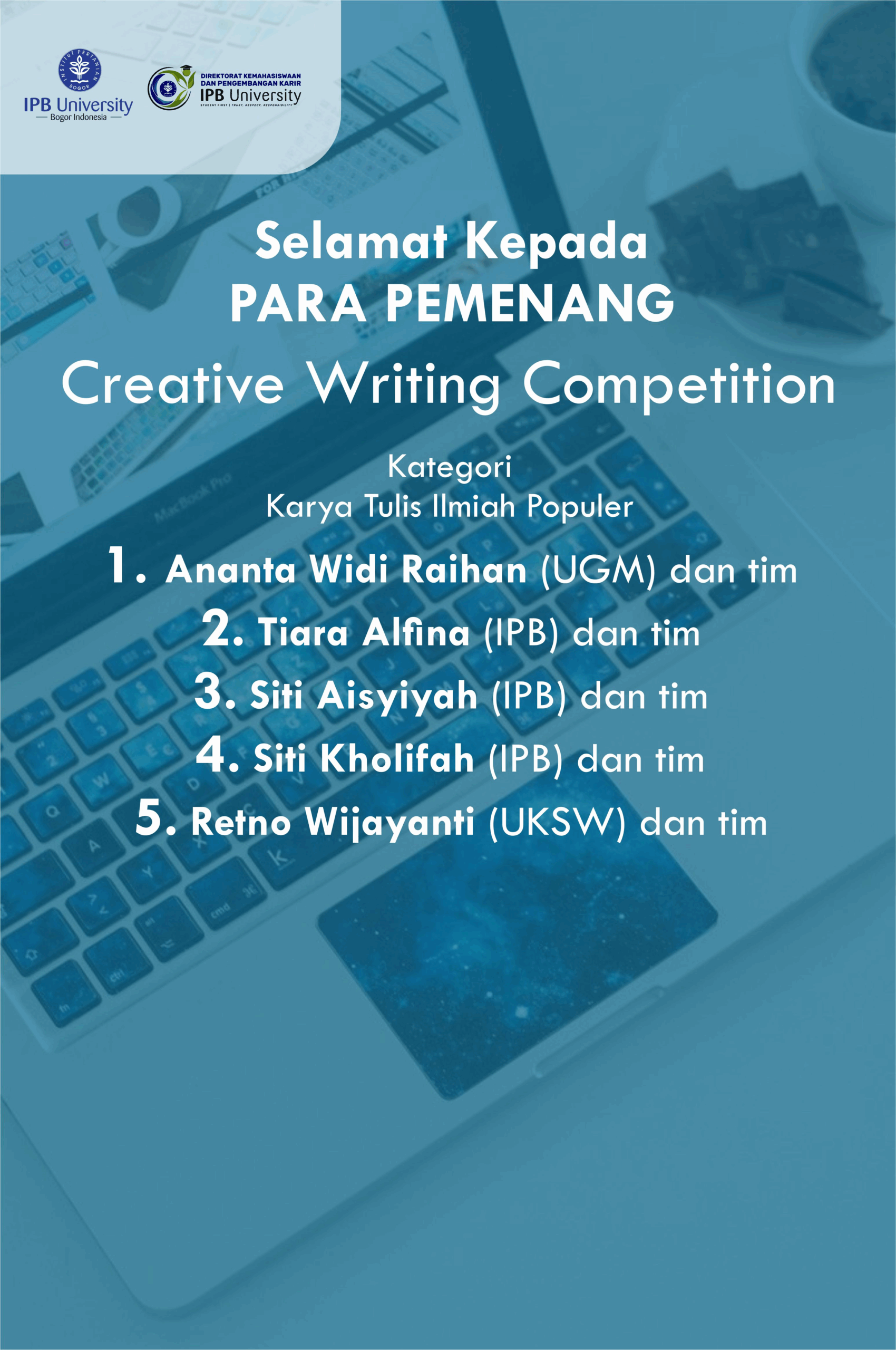 CONGRATULATION TO THE WINNERS “CREATIVE WRITING COMPETITION”