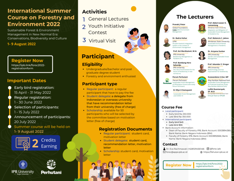 International Summer Course on Forestry and Environment 2022 Fakultas