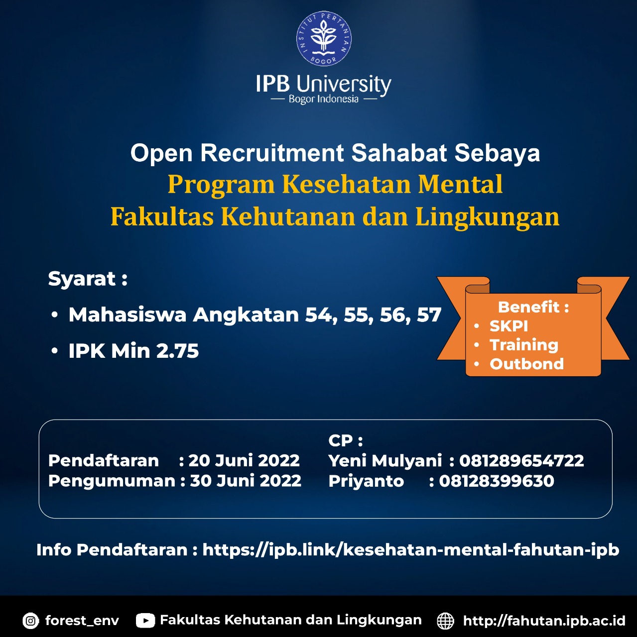 Program Kesehatan Mental Fakultas Kehutanan dan Lingkungan IPB