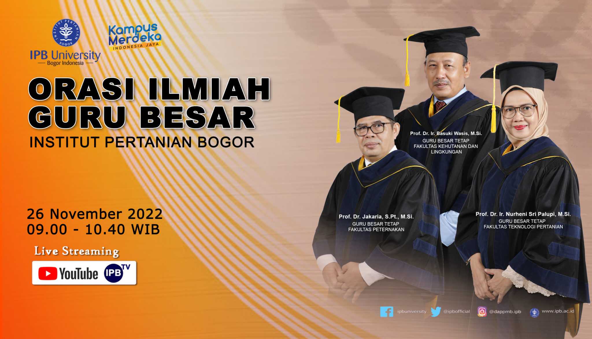 Orasi Ilmiah Guru Besar IPB | Sabtu, 26 November 2022