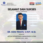 Selamat dan Sukses Dr. Soni Trison, S.Hut, M.Si.