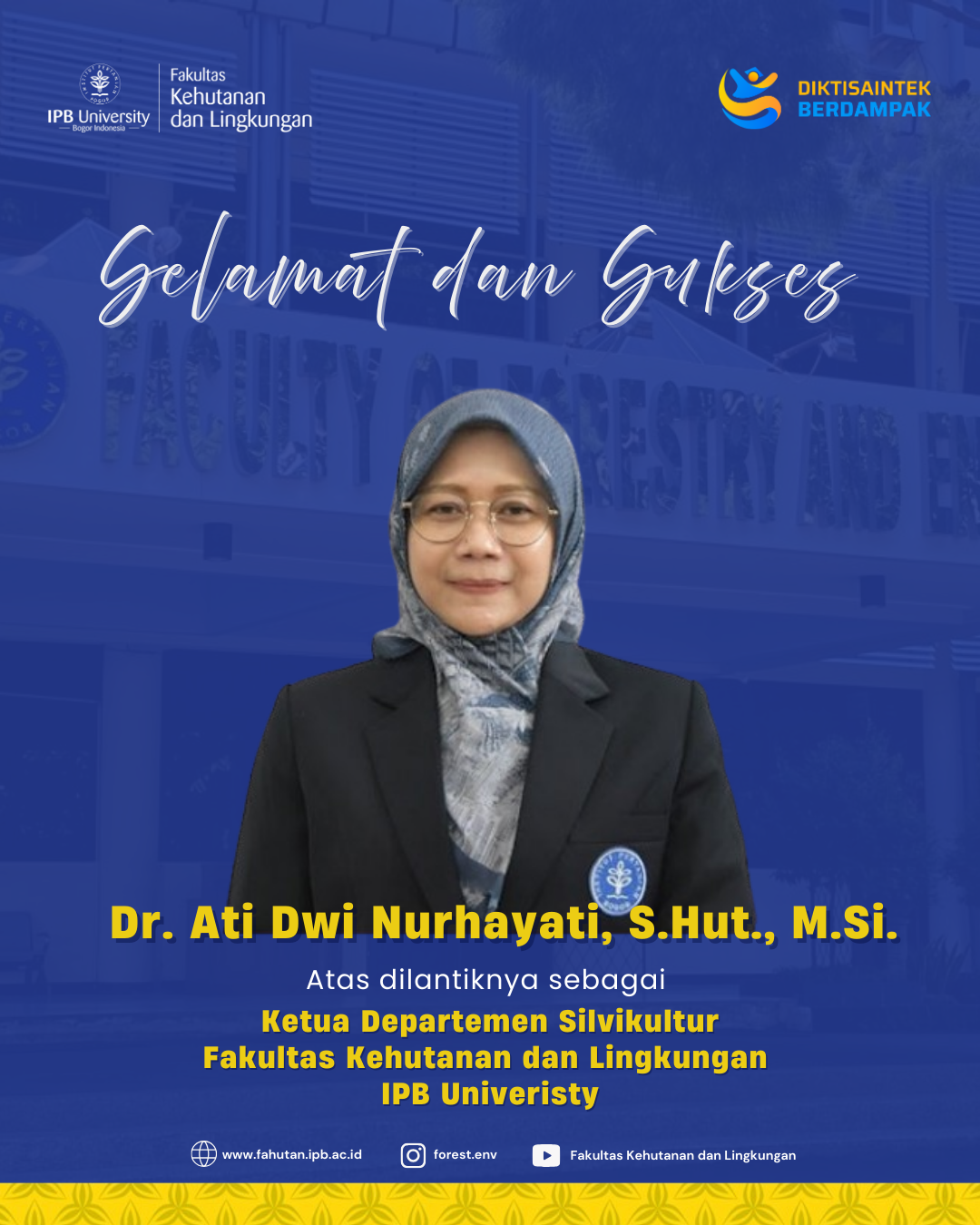 Selamat dan Sukses 𝗗𝗿. Ati Dwi Nurhayati, 𝗦.𝗛𝘂𝘁., 𝗠.𝗦𝗶.