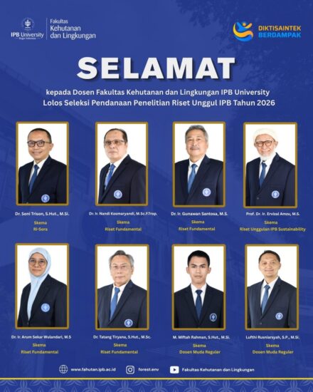 Dosen Fahutan IPB Lolos Seleksi Pendanaan Riset Unggul IPB 2026